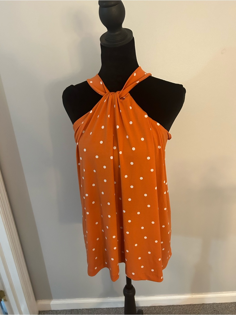 Lane Bryant Orange Polka Dot Halter Tank